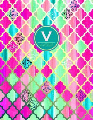 Read online Initial V Monogram Journal - Dot Grid, Moroccan Pink Green: Soft Cover, Large 8.5 X 11 - NOT A BOOK | ePub