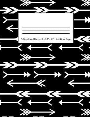 Download College Ruled Notebook: Large Size 8.5 X 11 in 140 Blank Lined Pages Black White Arrows Pattern - Lark Designs | PDF